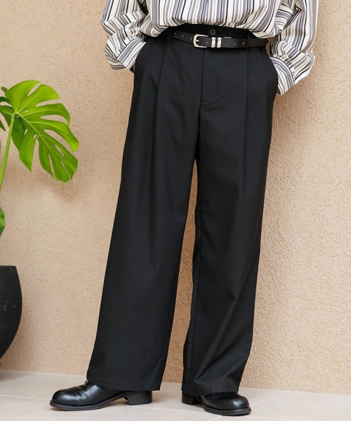 RAGEBLUE(レイジブルー)の「TR stretch tuck drape wide straight slacks / TRストレッチ/タックドレープワイドストレートスラックス(スラックス・メンズ・ブラック/ダークグリーン/ダークグレー/ホワイト・MEDIUM/LARGE/SMALL)」の3枚目の写真