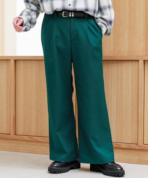 RAGEBLUE(レイジブルー)の「TR stretch tuck drape wide straight slacks / TRストレッチ/タックドレープワイドストレートスラックス(スラックス・メンズ・ブラック/ダークグリーン/ダークグレー/ホワイト・MEDIUM/LARGE/SMALL)」の1枚目の写真