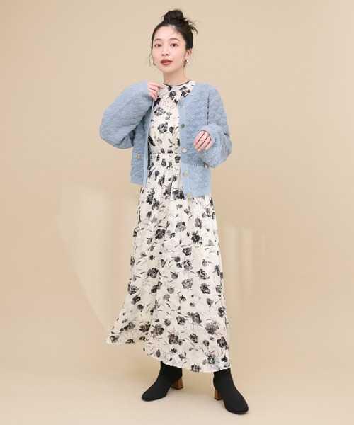 natural couture（ナチュラルクチュール）の「もくもく柄クルーネックカーディガン（カーディガン/ボレロ・レディース・ピンク/イエロー/サックスブルー/アイボリー/ネイビー・FREE）」の20枚目の写真