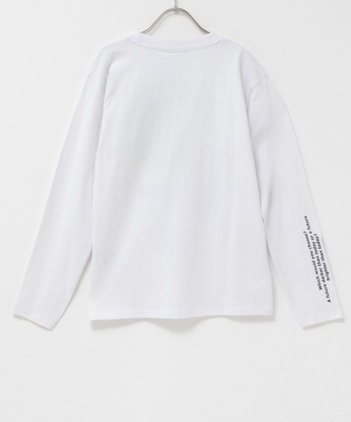 MACHATTプリント 長袖Tシャツ　ロンT ホワイト T-GRAPHICS メッセージプリント長袖Tシャツ ロンT（Tシャツ/カットソー