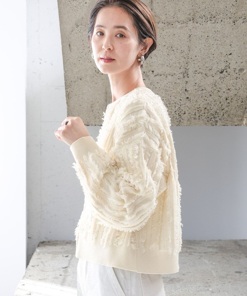 LEPSIM（レプシィム）の「12ゲージフリンジZIPカーディガン　994137（カーディガン/ボレロ・レディース・アイボリー/ブラック・FREE）」の12枚目の写真