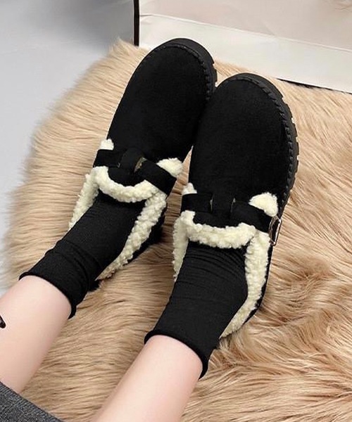 shopnikoniko(ショップニコニコ)の「フェイクスエード ムートンスリッポン ボアシューズ モカシン もこもこ パンプス(スリッポン・レディース・キャメル/ブラウン/ブラック・38/36/37)」の6枚目の写真