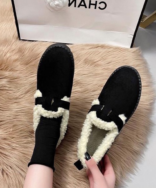 shopnikoniko(ショップニコニコ)の「フェイクスエード ムートンスリッポン ボアシューズ モカシン もこもこ パンプス(スリッポン・レディース・キャメル/ブラウン/ブラック・38/36/37)」の7枚目の写真
