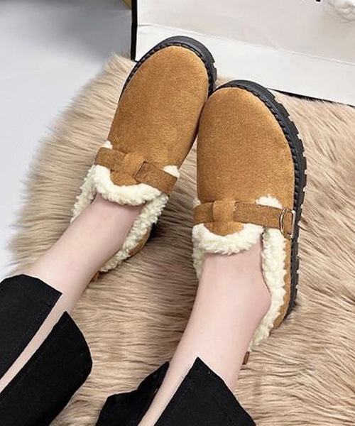 shopnikoniko(ショップニコニコ)の「フェイクスエード ムートンスリッポン ボアシューズ モカシン もこもこ パンプス(スリッポン・レディース・キャメル/ブラウン/ブラック・38/36/37)」の10枚目の写真