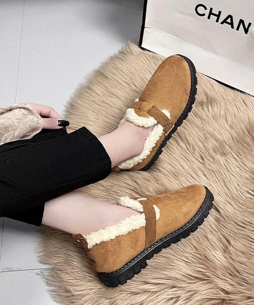shopnikoniko(ショップニコニコ)の「フェイクスエード ムートンスリッポン ボアシューズ モカシン もこもこ パンプス(スリッポン・レディース・キャメル/ブラウン/ブラック・38/36/37)」の11枚目の写真
