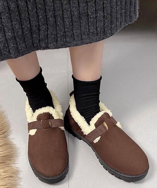 shopnikoniko(ショップニコニコ)の「フェイクスエード ムートンスリッポン ボアシューズ モカシン もこもこ パンプス(スリッポン・レディース・キャメル/ブラウン/ブラック・38/36/37)」の15枚目の写真