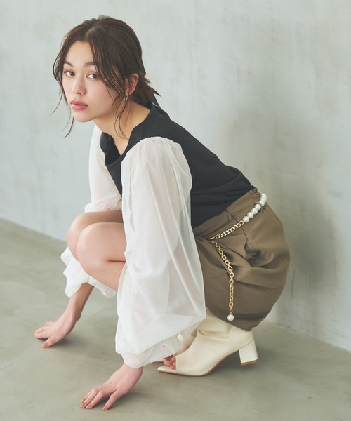 mysty woman（ミスティウーマン）の「【WEB限定カラーあり！】シアータックスリーブプルオーバー　106910（Tシャツ/カットソー・レディース・ホワイト系その他/オフホワイト/グレー/ブラック・FREE）」の3枚目の写真