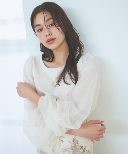 mysty woman（ミスティウーマン）の「【WEB限定カラーあり！】シアータックスリーブプルオーバー　106910（Tシャツ/カットソー・レディース・ホワイト系その他/オフホワイト/グレー/ブラック・FREE）」の10枚目の写真