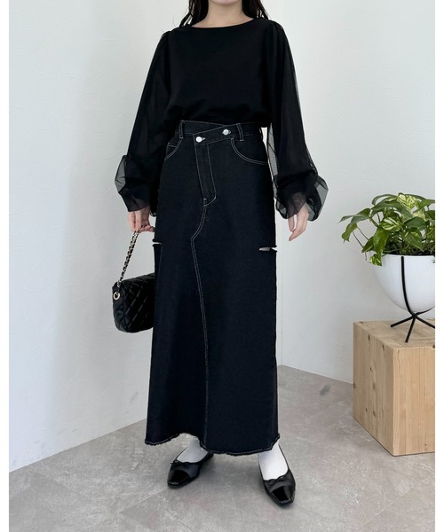 mysty woman（ミスティウーマン）の「【WEB限定カラーあり！】シアータックスリーブプルオーバー　106910（Tシャツ/カットソー・レディース・ホワイト系その他/オフホワイト/グレー/ブラック・FREE）」の20枚目の写真