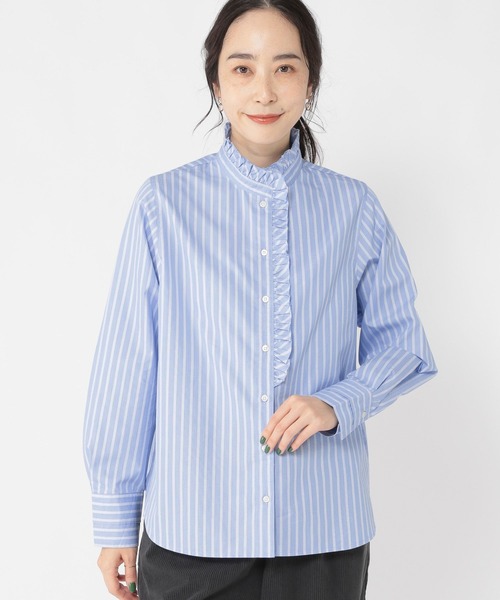 studio CLIP(スタディオクリップ)の「【conges payesコラボ】フリルブラウス(シャツ/ブラウス・レディース・サックスブルー/アイボリー/ホワイト・MEDIUM/LARGE)」の4枚目の写真