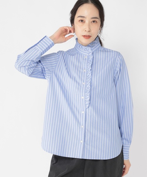 studio CLIP(スタディオクリップ)の「【conges payesコラボ】フリルブラウス(シャツ/ブラウス・レディース・サックスブルー/アイボリー/ホワイト・MEDIUM/LARGE)」の5枚目の写真