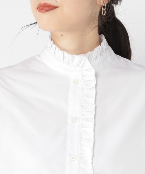 studio CLIP(スタディオクリップ)の「【conges payesコラボ】フリルブラウス(シャツ/ブラウス・レディース・サックスブルー/アイボリー/ホワイト・MEDIUM/LARGE)」の9枚目の写真