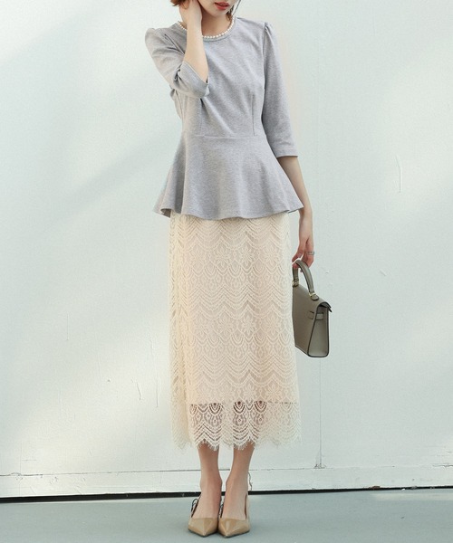 SAISON DE PAPILLON(セゾンドパピヨン)の「ペプラムデザインパール衿カットソー(Tシャツ/カットソー・レディース・ベージュ/ネイビー/グレー・M/L)」の22枚目の写真