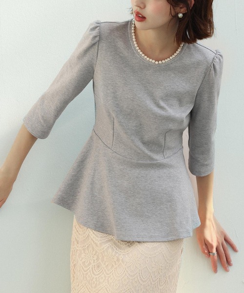 SAISON DE PAPILLON(セゾンドパピヨン)の「ペプラムデザインパール衿カットソー(Tシャツ/カットソー・レディース・ベージュ/ネイビー/グレー・M/L)」の19枚目の写真