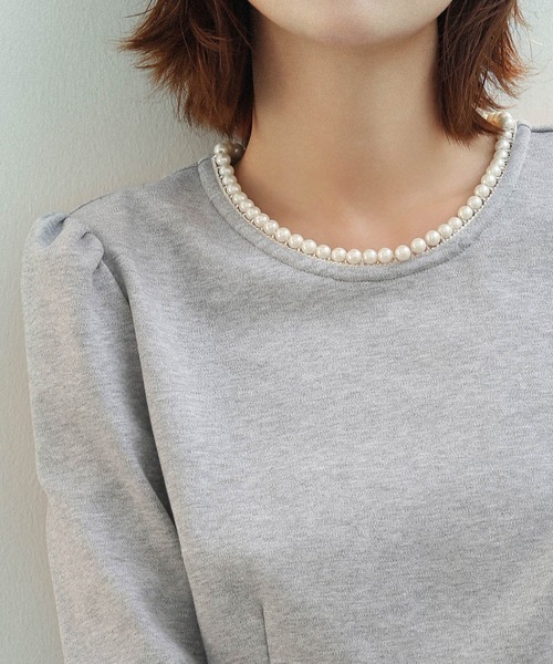 SAISON DE PAPILLON(セゾンドパピヨン)の「ペプラムデザインパール衿カットソー(Tシャツ/カットソー・レディース・ベージュ/ネイビー/グレー・M/L)」の18枚目の写真