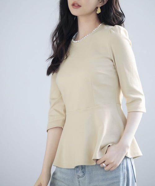 SAISON DE PAPILLON(セゾンドパピヨン)の「ペプラムデザインパール衿カットソー(Tシャツ/カットソー・レディース・ベージュ/ネイビー/グレー・M/L)」の16枚目の写真