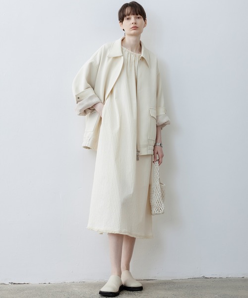 tageechita(タジチタ)の「【tageechita】ワッフルクラシックジャケット(ブルゾン・レディース・ライトベージュ・S/M/L)」の4枚目の写真