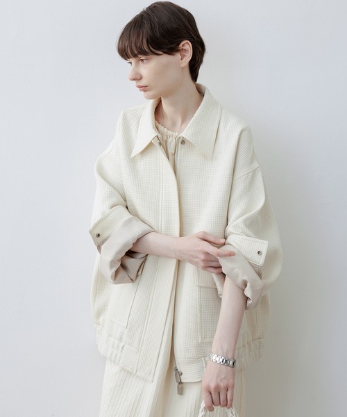 tageechita(タジチタ)の「【tageechita】ワッフルクラシックジャケット(ブルゾン・レディース・ライトベージュ・S/M/L)」の5枚目の写真