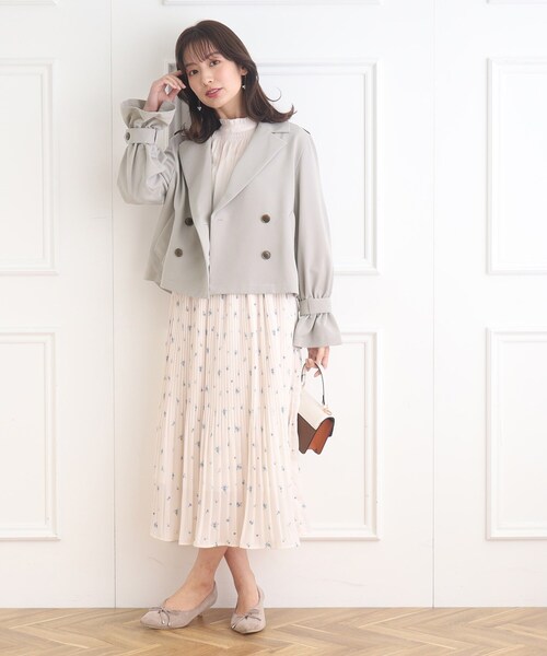 couture brooch（クチュールブローチ）の「◆【撥水】ショートトレンチコート（トレンチコート・レディース・ベビーピンク/ベージュ/ライトグレー・40/38/42）」の4枚目の写真