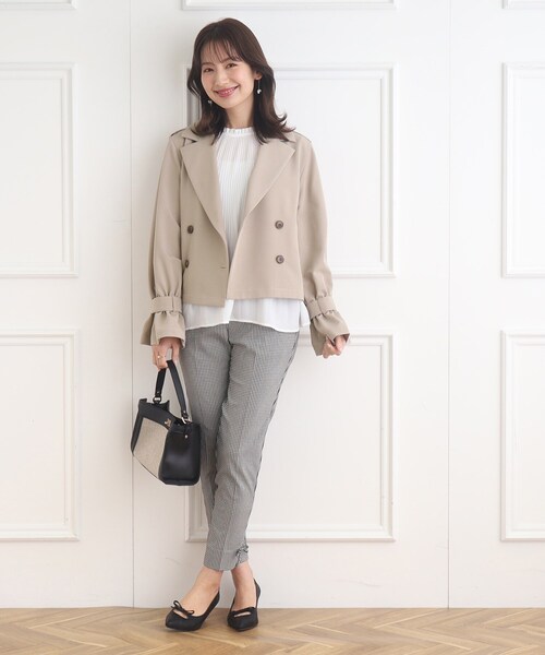 couture brooch（クチュールブローチ）の「◆【撥水】ショートトレンチコート（トレンチコート・レディース・ベビーピンク/ベージュ/ライトグレー・40/38/42）」の18枚目の写真