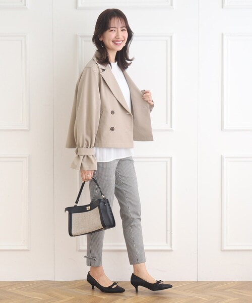 couture brooch（クチュールブローチ）の「◆【撥水】ショートトレンチコート（トレンチコート・レディース・ベビーピンク/ベージュ/ライトグレー・40/38/42）」の19枚目の写真