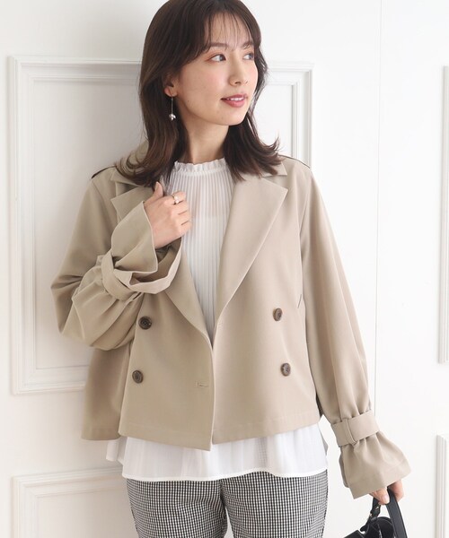 couture brooch（クチュールブローチ）の「◆【撥水】ショートトレンチコート（トレンチコート・レディース・ベビーピンク/ベージュ/ライトグレー・40/38/42）」の21枚目の写真