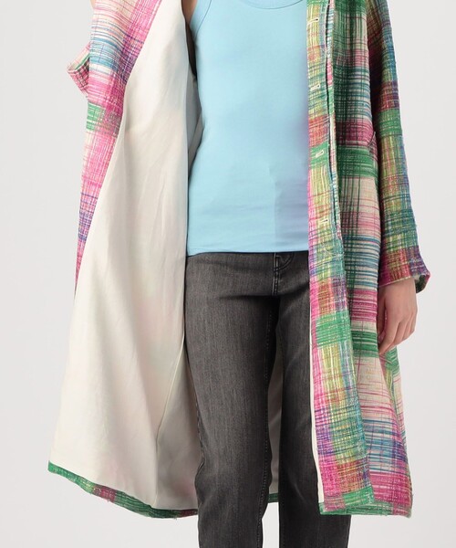 MACPHEE(マカフィー)の「オーバーチェックツイード ステンカラーコート(ステンカラーコート・レディース・ピンク系その他・36)」の9枚目の写真