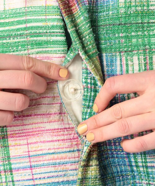 MACPHEE(マカフィー)の「オーバーチェックツイード ステンカラーコート(ステンカラーコート・レディース・ピンク系その他・36)」の5枚目の写真