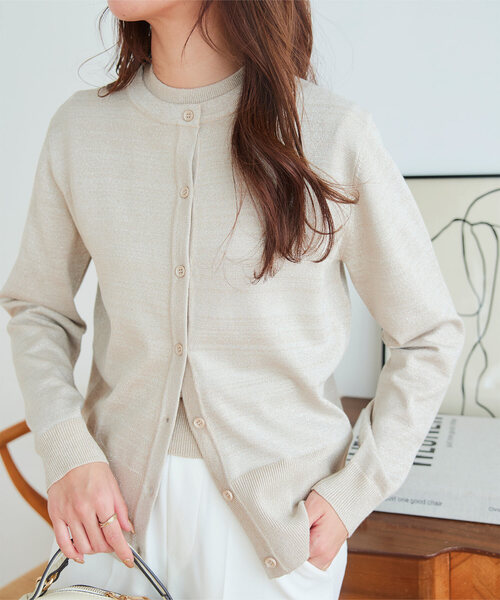 KOBE LETTUCE（コウベレタス）の「半袖ニットトップス×ニットカーディガンアンサンブル（アンサンブル・レディース・ブルー/ブラック系その他/ミント/ブラック/ベビーピンク/ホワイト×ブラック/ベージュ系その他・M/L）」の5枚目の写真