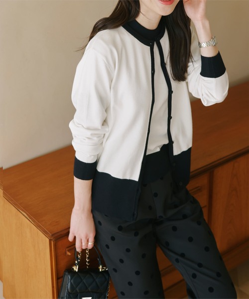 半袖ニットトップス×ニットカーディガンアンサンブル（アンサンブル