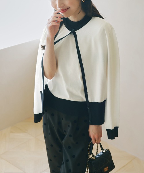 半袖ニットトップス×ニットカーディガンアンサンブル（アンサンブル