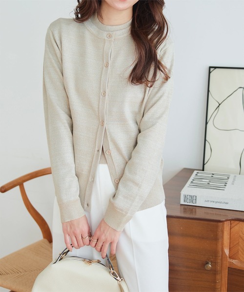 半袖ニットトップス×ニットカーディガンアンサンブル（アンサンブル