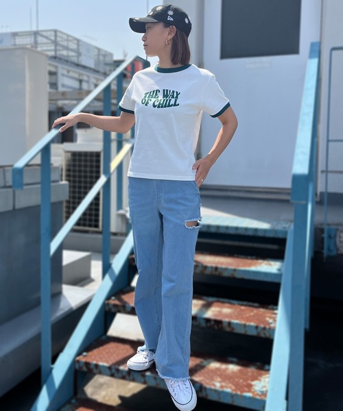 ムラサキスポーツ(ムラサキスポーツ)の「RIKKA FEMME/リッカファム リンガーTシャツ RF24SS24(Tシャツ/カットソー・レディース・ネイビー/グリーン/レッド・FREE)」の9枚目の写真