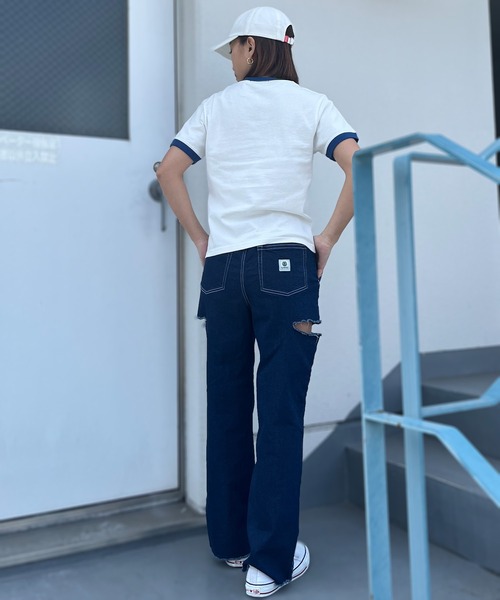 ムラサキスポーツ(ムラサキスポーツ)の「RIKKA FEMME/リッカファム リンガーTシャツ RF24SS24(Tシャツ/カットソー・レディース・ネイビー/グリーン/レッド・FREE)」の12枚目の写真