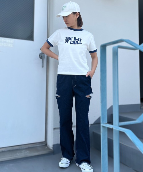 ムラサキスポーツ(ムラサキスポーツ)の「RIKKA FEMME/リッカファム リンガーTシャツ RF24SS24(Tシャツ/カットソー・レディース・ネイビー/グリーン/レッド・FREE)」の16枚目の写真