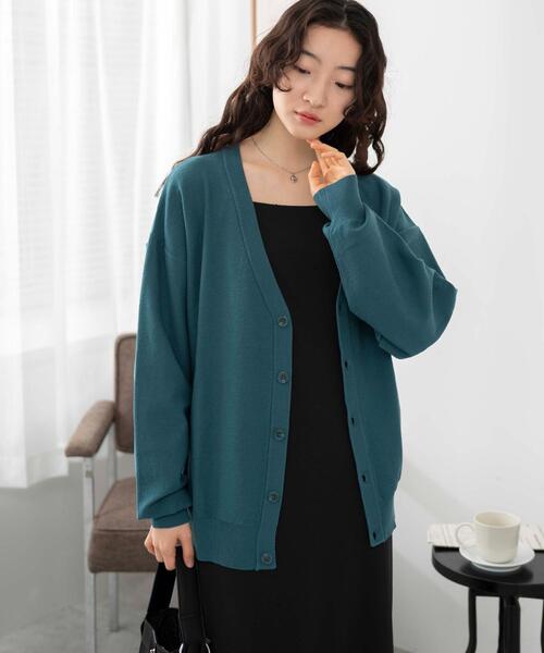 WEGO(ウィゴー)の「WEGO/オーバーフィットドライタッチカーディガン(カーディガン/ボレロ・メンズ・ブルー/ブラック/イエロー・MEDIUM/LARGE)」の3枚目の写真