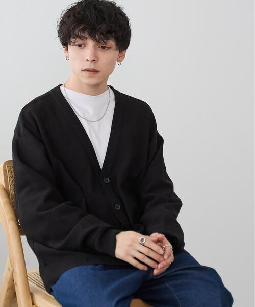 WEGO(ウィゴー)の「WEGO/オーバーフィットドライタッチカーディガン(カーディガン/ボレロ・メンズ・ブルー/ブラック/イエロー・MEDIUM/LARGE)」の2枚目の写真