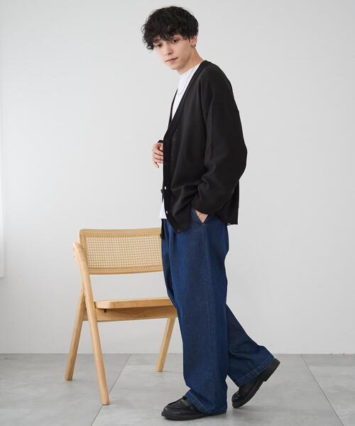 WEGO(ウィゴー)の「WEGO/オーバーフィットドライタッチカーディガン(カーディガン/ボレロ・メンズ・ブルー/ブラック/イエロー・MEDIUM/LARGE)」の5枚目の写真