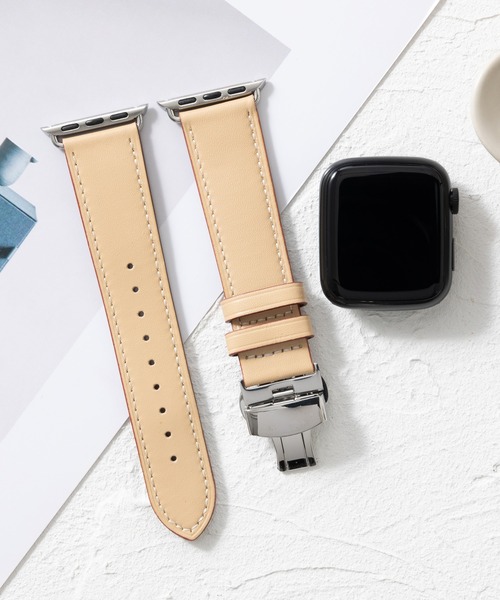 emonique(エモニーク)の「本革レザー Apple Watch バンド スマートウォッチバンド【38/40/41/42/44/45/49mm対応】(デジタル腕時計・メンズ・ホワイト/ライトブラウン/ピンク/ベージュ/ブラック・42/38)」の1枚目の写真