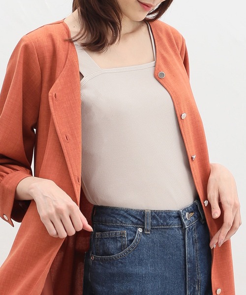 Honeys（ハニーズ）の「ベアタンクトップ（タンクトップ・レディース・オフホワイト/ブラック/カーキ/ライトベージュ/スミクロ/オレンジ/グレイッシュベージュ・S/M/L/LL）」の4枚目の写真