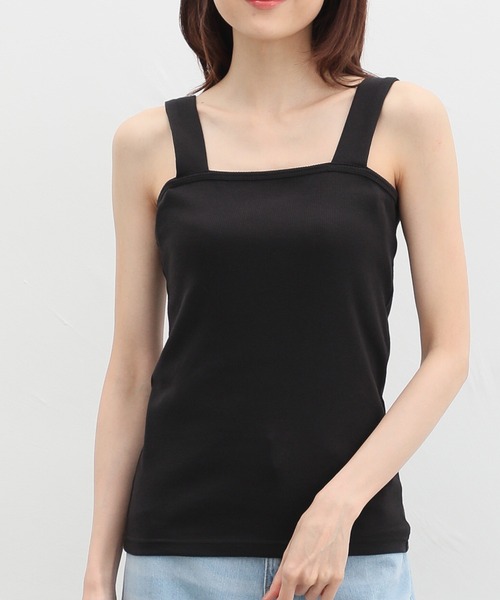 Honeys（ハニーズ）の「ベアタンクトップ（タンクトップ・レディース・オフホワイト/ブラック/カーキ/ライトベージュ/スミクロ/オレンジ/グレイッシュベージュ・S/M/L/LL）」の11枚目の写真