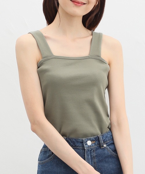 Honeys（ハニーズ）の「ベアタンクトップ（タンクトップ・レディース・オフホワイト/ブラック/カーキ/ライトベージュ/スミクロ/オレンジ/グレイッシュベージュ・S/M/L/LL）」の13枚目の写真