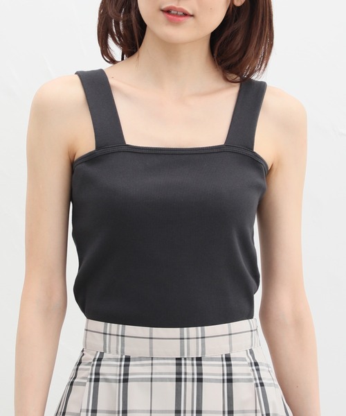 Honeys（ハニーズ）の「ベアタンクトップ（タンクトップ・レディース・オフホワイト/ブラック/カーキ/ライトベージュ/スミクロ/オレンジ/グレイッシュベージュ・S/M/L/LL）」の15枚目の写真