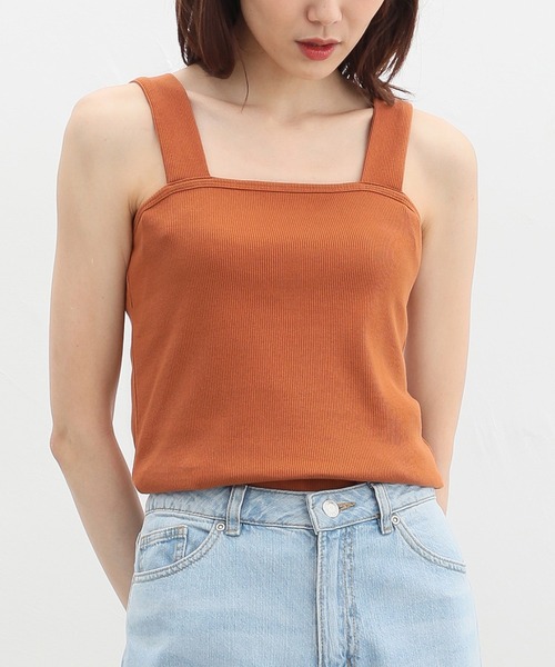 Honeys（ハニーズ）の「ベアタンクトップ（タンクトップ・レディース・オフホワイト/ブラック/カーキ/ライトベージュ/スミクロ/オレンジ/グレイッシュベージュ・S/M/L/LL）」の17枚目の写真