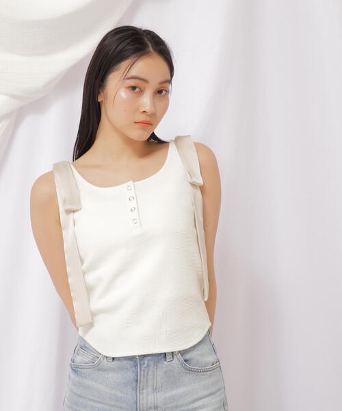 JILL by JILL STUART(ジルバイジルスチュアート)の「◇リボンデザインヘンリータンク(Tシャツ/カットソー・レディース・ホワイト系その他/グレー系その他・FREE)」の15枚目の写真