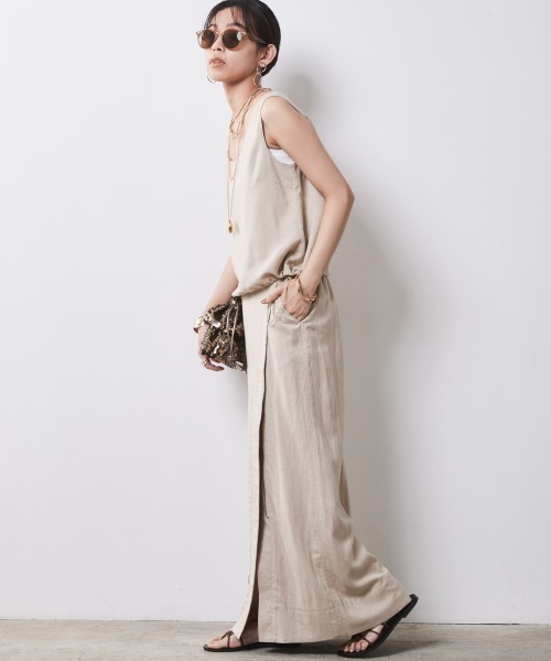 CHIC STYLE（シックスタイル）の「 レーヨン麻アウトポケットロングタイトスカート ＜大きいサイズ有＞シックスタイル（スカート・レディース・キャメル/ベージュ/チャコール・M/3L/LL/L/5L/4L）」の20枚目の写真