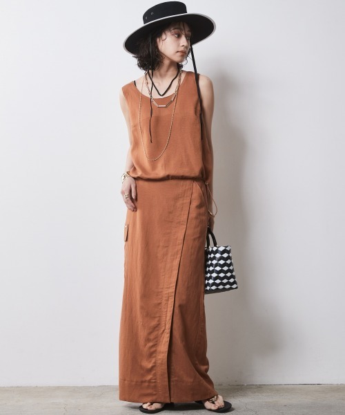 CHIC STYLE（シックスタイル）の「 レーヨン麻アウトポケットロングタイトスカート ＜大きいサイズ有＞シックスタイル（スカート・レディース・キャメル/ベージュ/チャコール・M/3L/LL/L/5L/4L）」の12枚目の写真