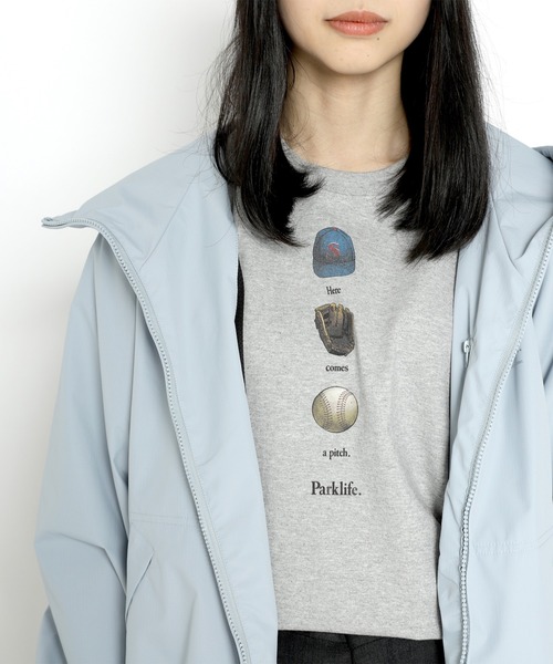 Seymour.(シーモア)の「"Here comes a pitch." T-SHIRT(Tシャツ/カットソー・メンズ・ホワイト/グレー・MEDIUM/X-LARGE/LARGE/X-SMALL)」の2枚目の写真