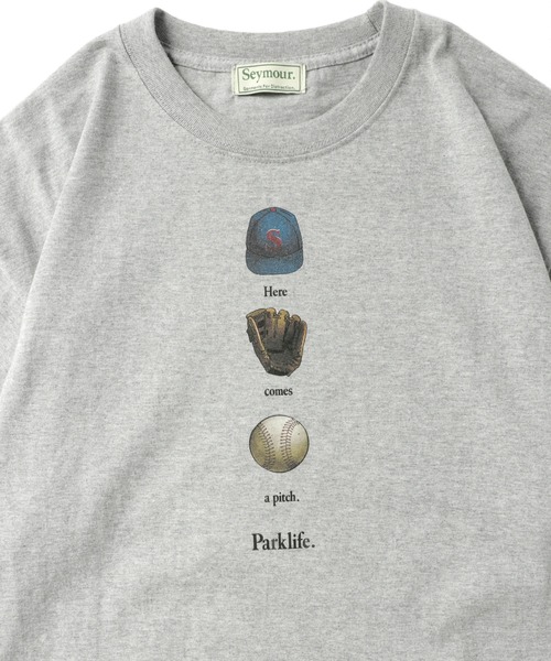 Seymour.(シーモア)の「"Here comes a pitch." T-SHIRT(Tシャツ/カットソー・メンズ・ホワイト/グレー・MEDIUM/X-LARGE/LARGE/X-SMALL)」の4枚目の写真