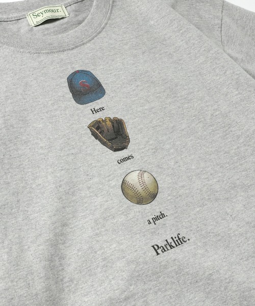 Seymour.(シーモア)の「"Here comes a pitch." T-SHIRT(Tシャツ/カットソー・メンズ・ホワイト/グレー・MEDIUM/X-LARGE/LARGE/X-SMALL)」の8枚目の写真